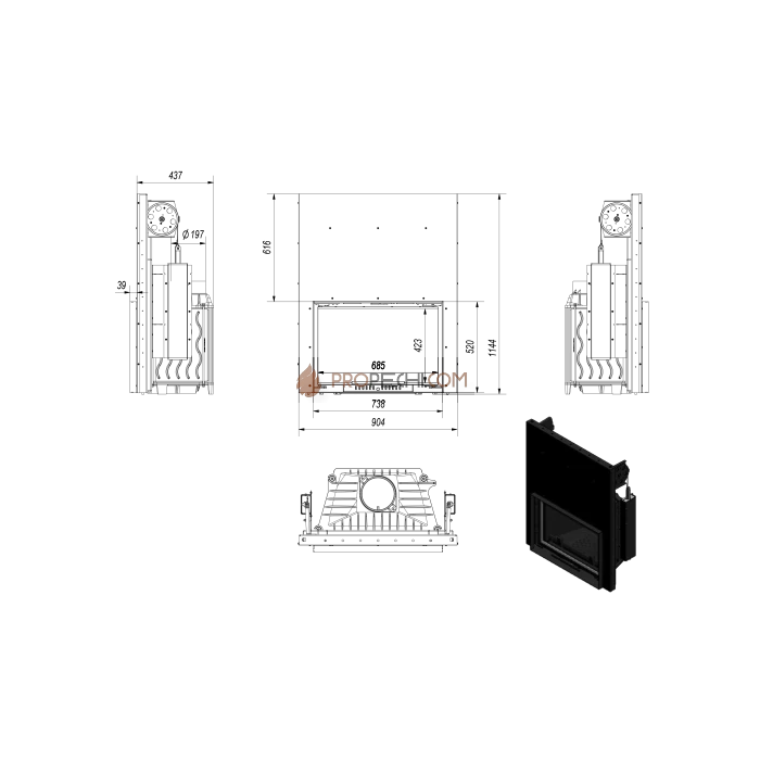 Каминная топка Kratki Wiktor/G (гильотина)