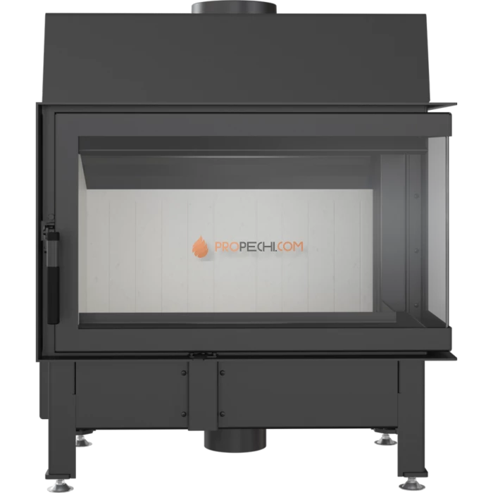 Каминная топка стальная Kratki Zibi/P/BS (угловое стекло справа) (11 кВт)