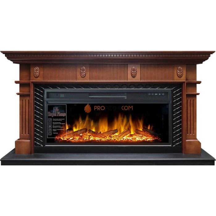 Каминокомплект Royal Flame Carlyle - Орех с черным с очагом Vision 42 LOG LED