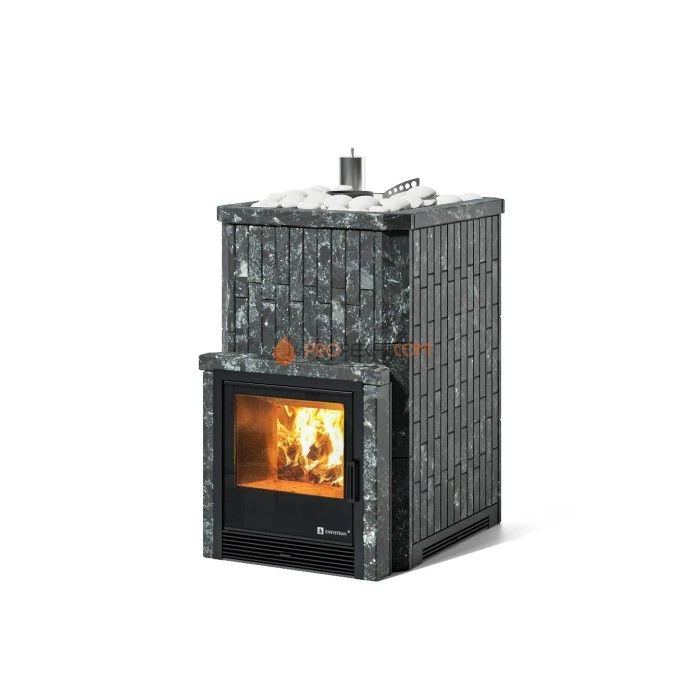 Дровяная печь для бани ИзиСтим Южная 16 с топкой из парной в камне из пироксенита