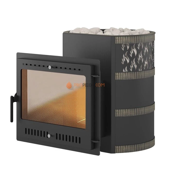 Дровяная печь для бани Везувий Лава 16 Панорама М 