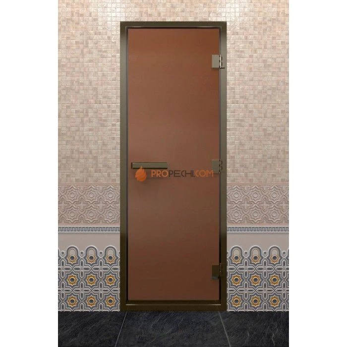 Дверь для хамама DoorWood Бронзовый профиль Бронза матовая, 2100х800 мм