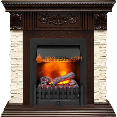 Каминокомплект Dimplex Luxemburg (каменный) - Сланец/Темный дуб с очагом Danville Black FB2