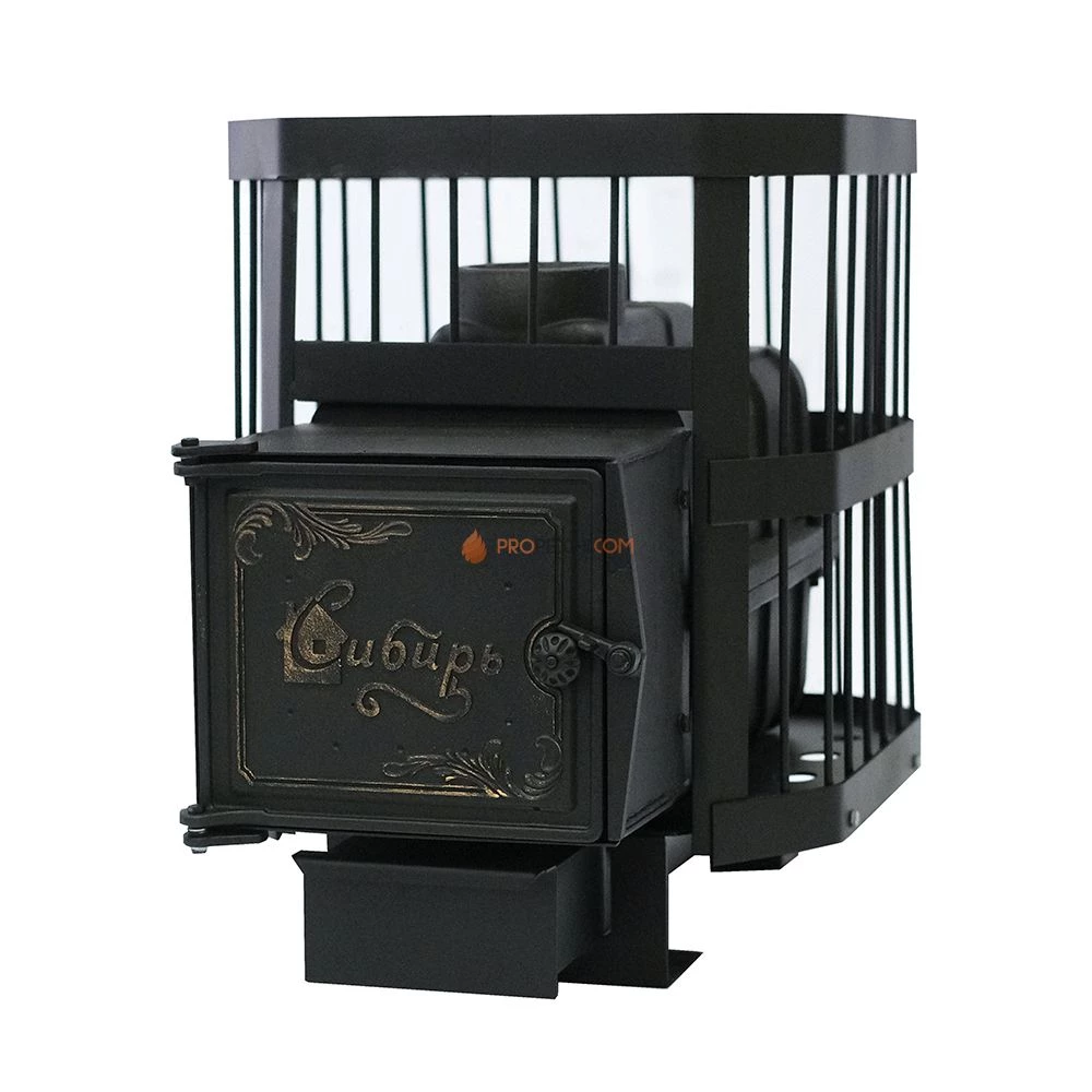 Чугунная банная печь "Сибирь-15" с выносным топочным каналом