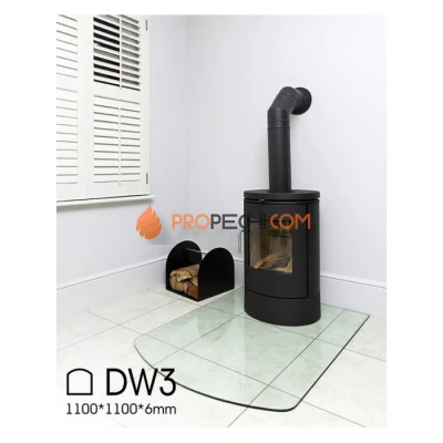 Стекло напольное под печь DoorWood DW3 Сатин 1100x1100 h=6
