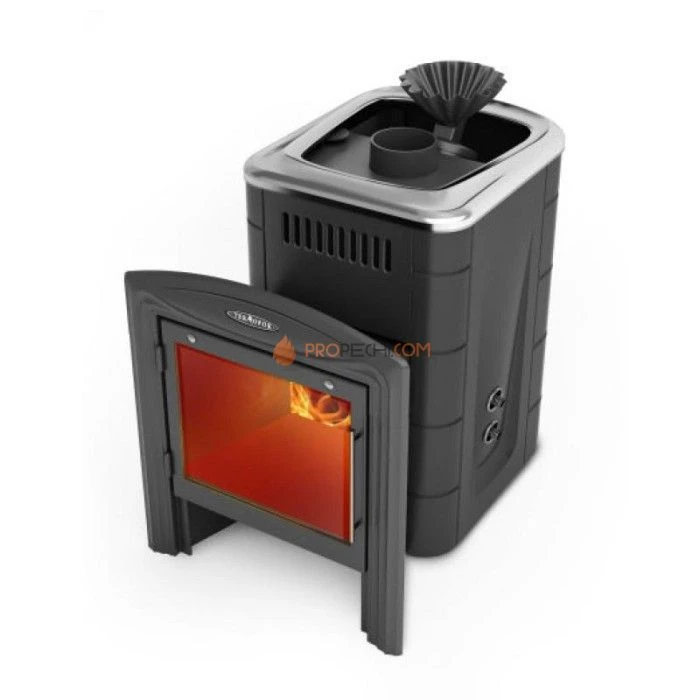 Печь для бани Термофор Гейзер Мини 2016 Inox Витра ЗК ТО антрацит