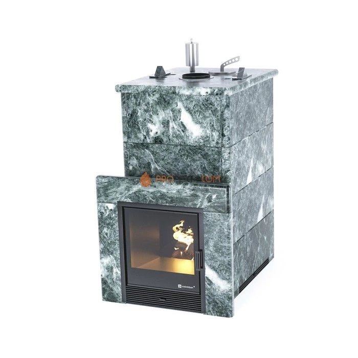 Дровяная печь для бани ИзиСтим Геленджик в полноценном кожухе из змеевика