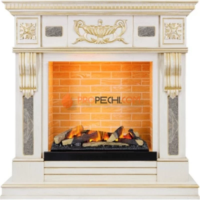 Каминокомплект Dimplex Corsica - Белый шоколад с очагом Cassette 600 LNH-INT (с дровами)