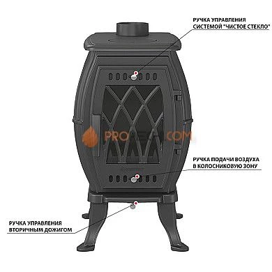 Чугунная печь Везувий ВХ-09 "Антрацит"