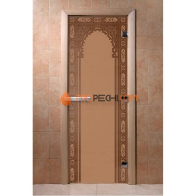 Дверь для бани DoorWood с рисунком Восточная арка Бронза матовая, 1800x800 мм