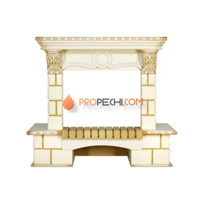 Портал Royal Flame Pierre Luxe - Шампань / Слоновая кость с патиной