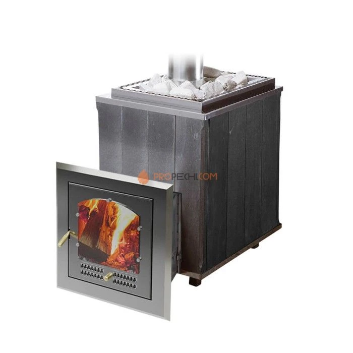 Чугунная печь для бани Инжкомцентр ВВД Калита (змеевик) c дверцей из нержавеющей стали