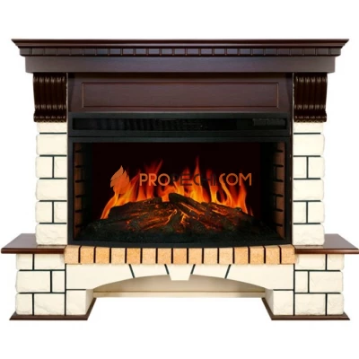 Каминокомплект Royal Flame Pierre Luxe - Темный дуб / Белый (Ширина 1380мм) с очагом Dioramic 33W LED FX