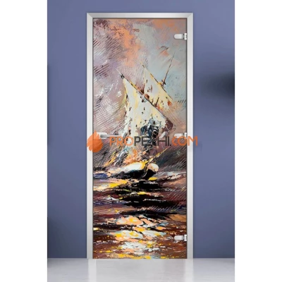 Стеклянная межкомнатная дверь DoorWood с фотопечатью Painting-02, 2000х700 мм