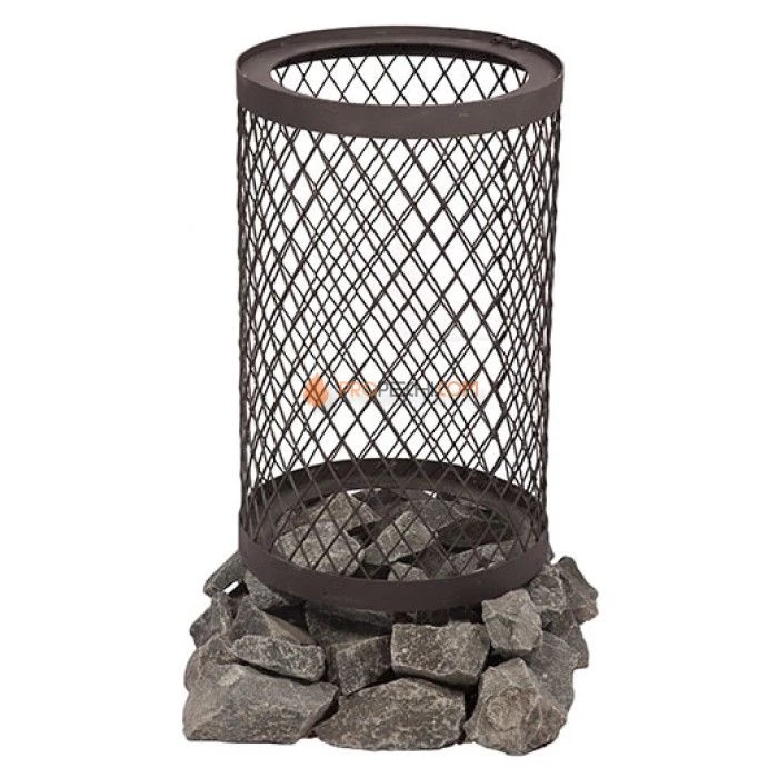 Дровяная печь для бани Вулкан Прометей 18 с сетчатым кожухом (стекло)