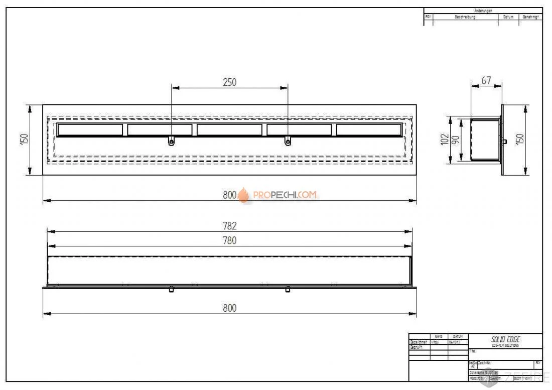 Прямоугольный контейнер Zefire 800 с крышкой внутри