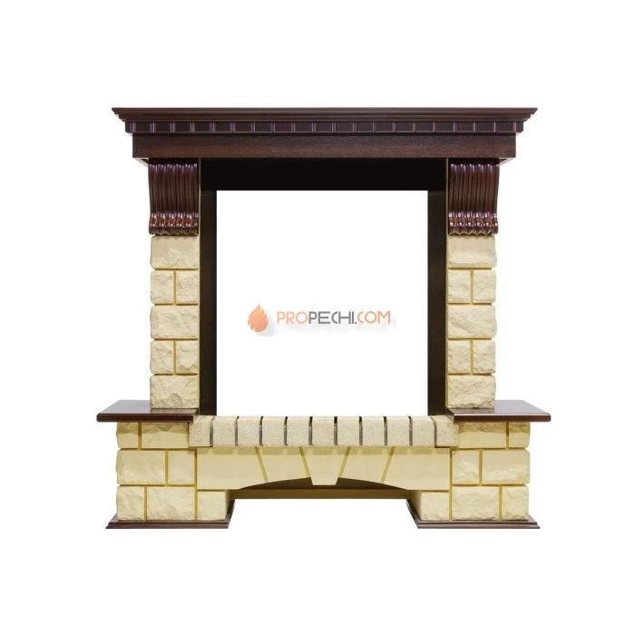 Каминокомплект Royal Flame Pierre Luxe - Темный дуб / Шампань с очагом Aspen Gold
