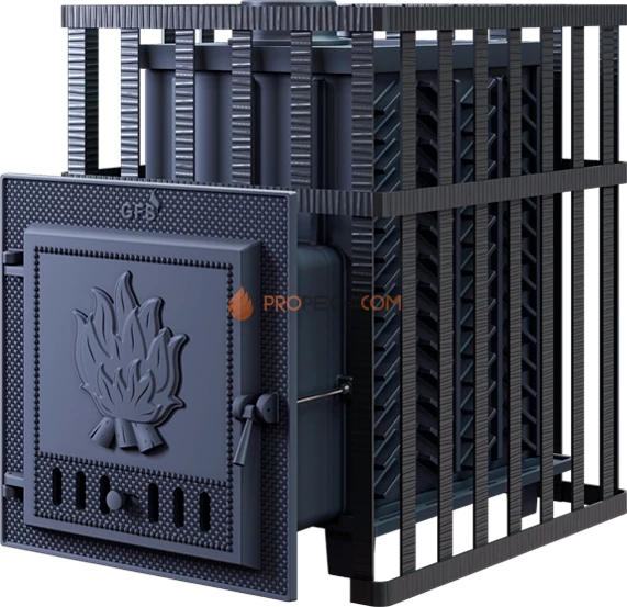 Чугунная банная печь Гефест ЗК 25 в сетке