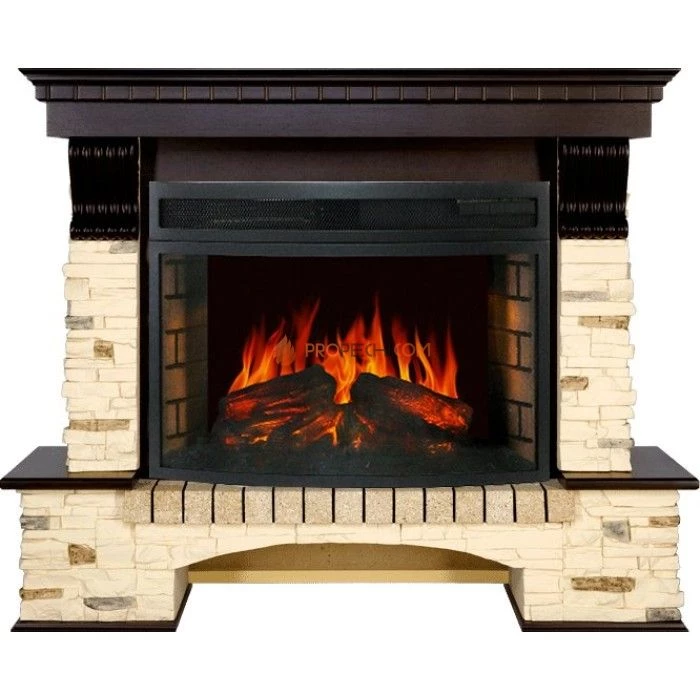 Каминокомплект Royal Flame Pierre Luxe угловой - Сланец / Темный дуб с очагом Dioramic 25 LED FX