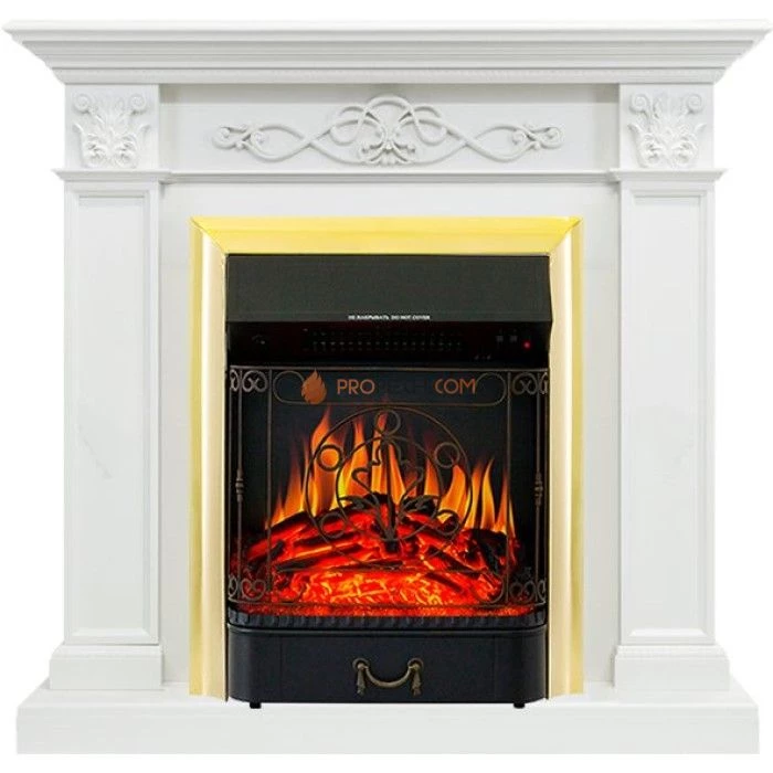 Каминокомплект Royal Flame Verona - Белый дуб с очагом Majestic FX Brass