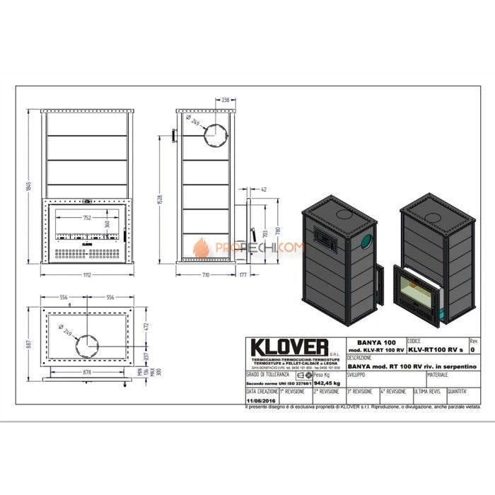 Дровяная печь для бани Klover RT 100-RV ( Жадеит 40 мм )