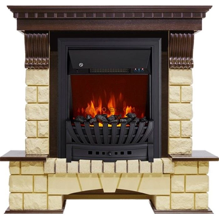 Каминокомплект Royal Flame Pierre Luxe - Темный дуб / Шампань с очагом Aspen Black