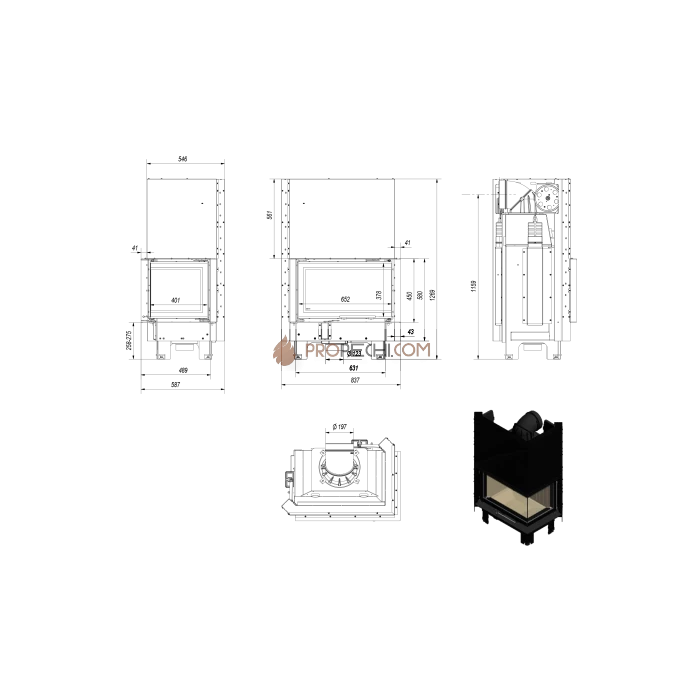 Каминная топка Kratki MBM/P/BS/G (10 кВт)