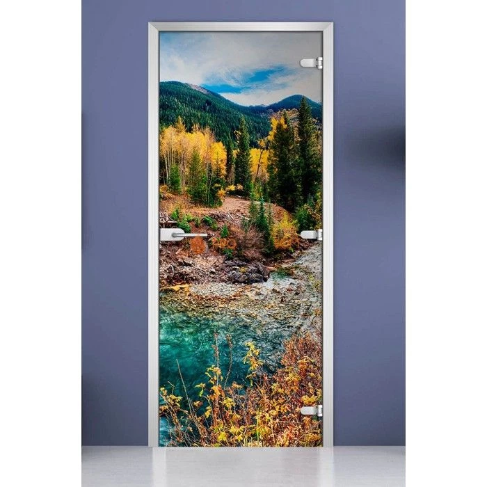 Стеклянная межкомнатная дверь DoorWood с фотопечатью Forest-09, 2000х800 мм