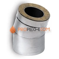 Отвод 15° DOTH D104 с изоляцией 50 мм, AISI 321/304 (Вулкан)