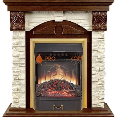 Каминокомплект Royal Flame Dublin (Разборный) - Орех каньон / Сланец с очагом Majestic FX M Brass
