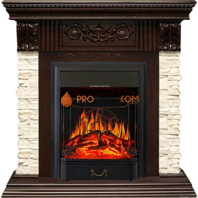 Каминокомплект Royal Flame Luxemburg (каменный) - Сланец/Темный дуб с очагом Majestic FX Black