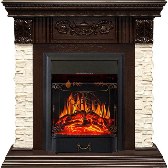 Каминокомплект Royal Flame Luxemburg (каменный) - Сланец/Темный дуб с очагом Majestic FX Black