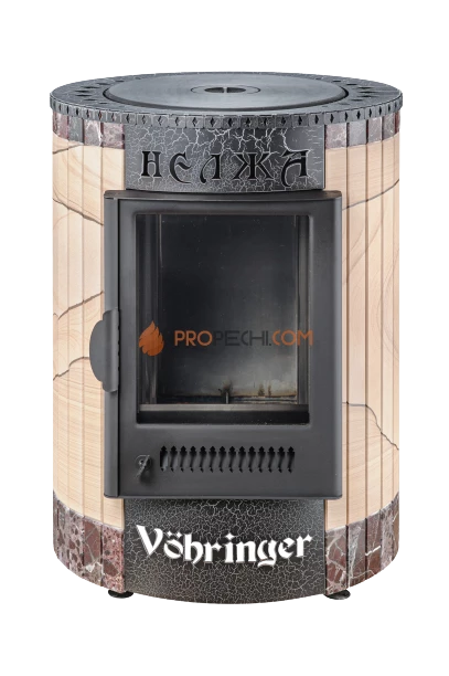 Печь-камин Ферингер "Окаменевшее дерево" перенесённый рисунок + Россо Леванте