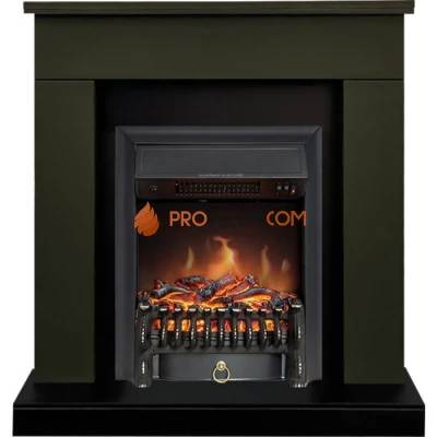 Каминокомплект Royal Flame Bergen (Разборный) - Темная олива (Ширина 900 мм) с очагом Fobos FX Black