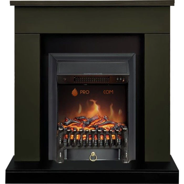 Каминокомплект Royal Flame Bergen (Разборный) - Темная олива (Ширина 900 мм) с очагом Fobos FX Black