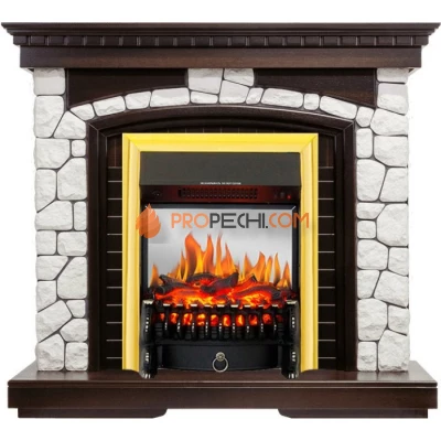Каминокомплект Royal Flame Glasgow - Темный дуб / Белый с очагом Fobos FX M Brass