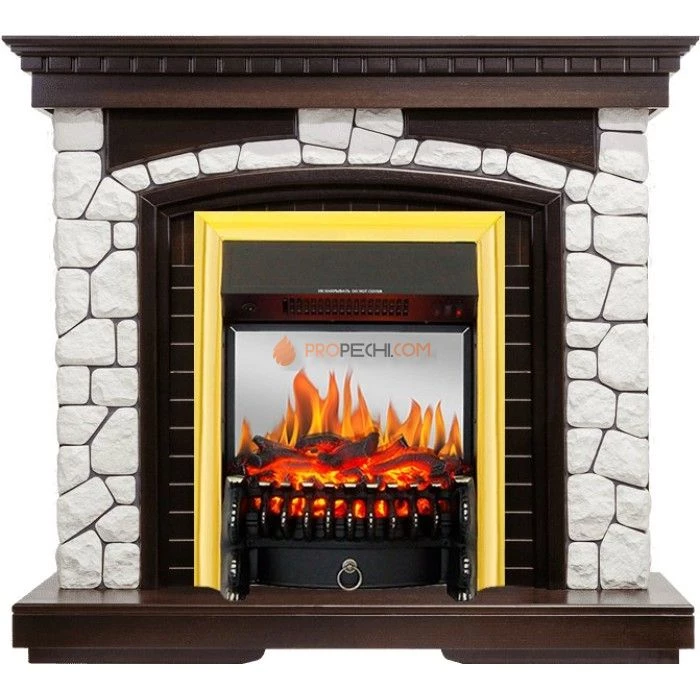 Каминокомплект Royal Flame Glasgow - Темный дуб / Белый с очагом Fobos FX M Brass