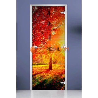 Стеклянная межкомнатная дверь DoorWood с фотопечатью Forest-08, 2000х800 мм