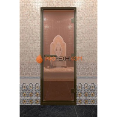 Дверь для хамама DoorWood Бронзовый профиль Прозрачное, 1800х800 мм