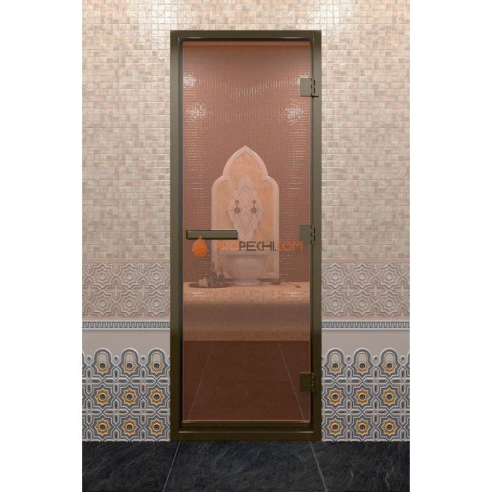 Дверь для хамама DoorWood Бронзовый профиль Прозрачное, 1800х800 мм
