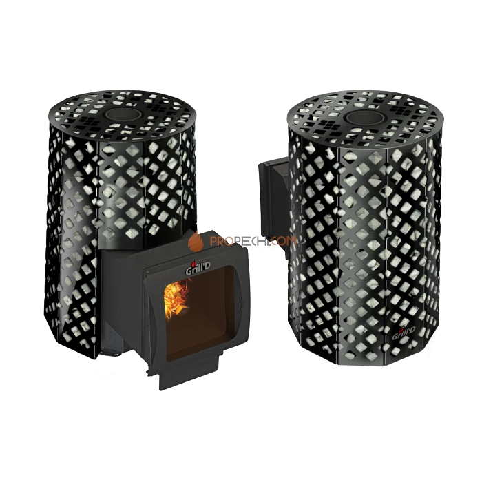 Дровяная печь для бани Grill’D Violet Romb Long Window Max (Камень колотый 100 кг)