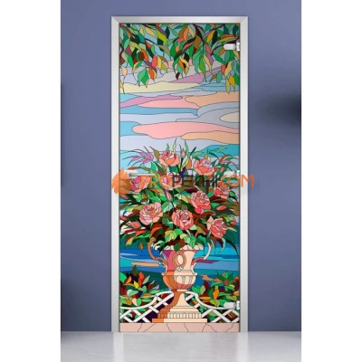 Стеклянная межкомнатная дверь DoorWood с фотопечатью Stained Glass-06, 2000х700 мм