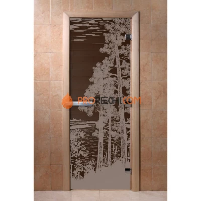 Дверь для бани DoorWood с рисунком Рассвет Черный жемчуг, 1900x700 мм