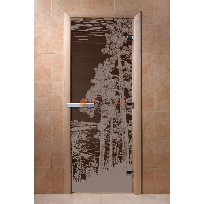 Дверь для бани DoorWood с рисунком Рассвет Черный жемчуг, 1900x700 мм