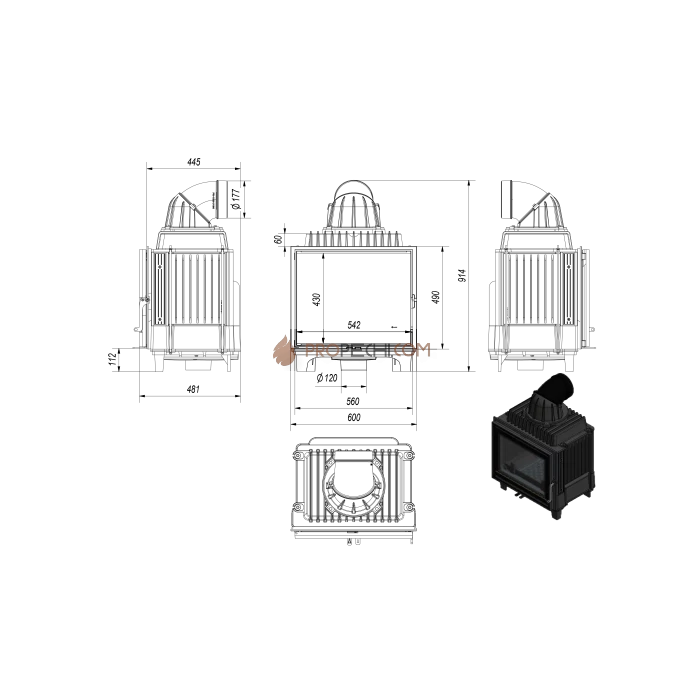 Каминная топка Kratki FRANEK/10