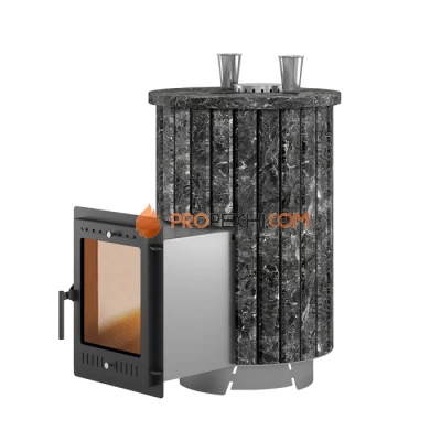 Дровяная печь для бани Эверест Steam Master 30 INOX Ламель Пироксенит, S-20