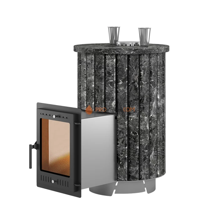 Дровяная печь для бани Эверест Steam Master 30 INOX Ламель Пироксенит, S-20