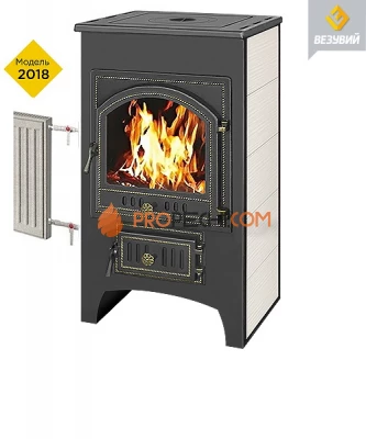 Печь-камин Везувий ПК01 (205) 2018 с плитой и т/о беж.12 кВ