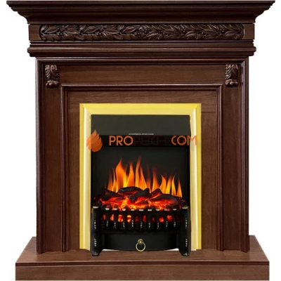 Каминокомплект Royal Flame Valletta - Темный дуб с очагом Fobos FX Brass