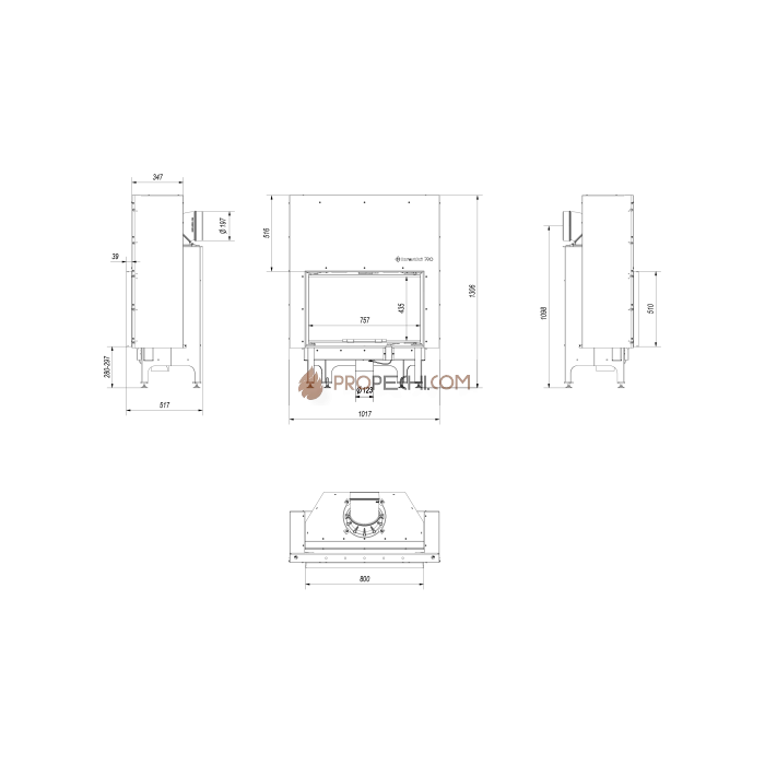 Каминная топка стальная Kratki NADIA/12/G (гильотина) (12 кВт)